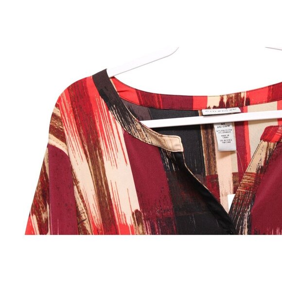 NWT Catherines Blouse Size 3X 26W 28W Abstract Button Front Stretch Career Boho - Picture 5 of 15